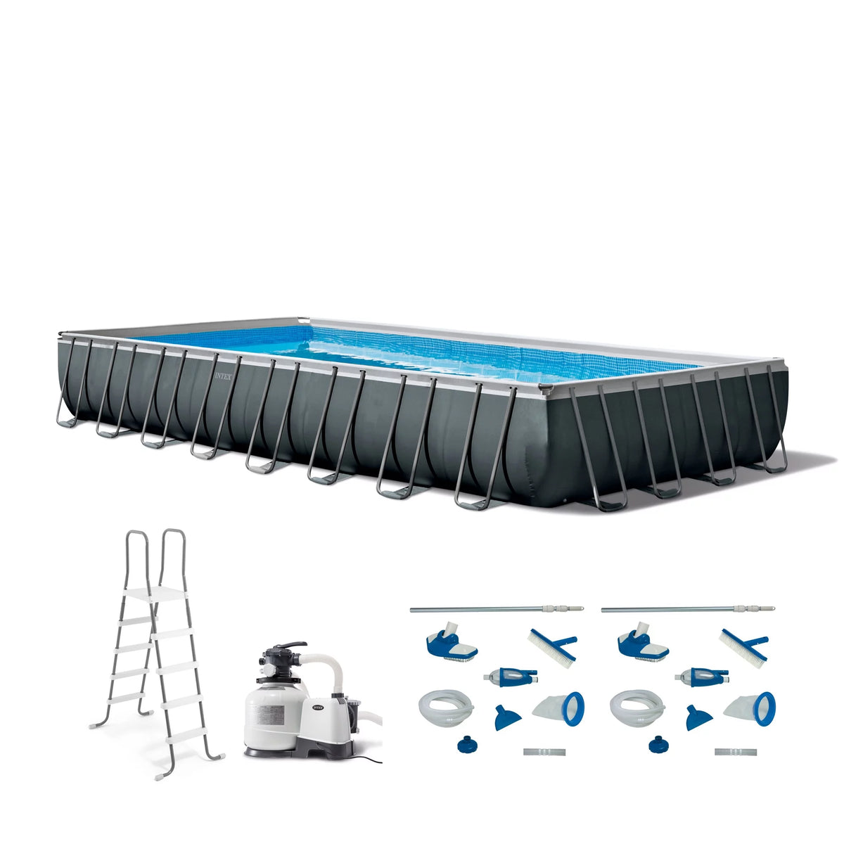 Rectangular Above Ground Pool Set with Filter Pump W34295