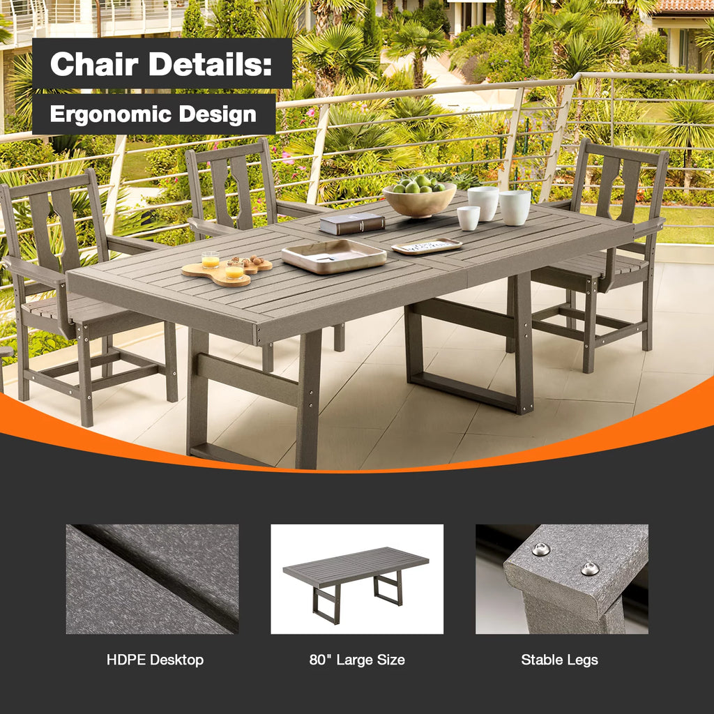 5 Piece HDPE Patio Dining Set with 4 Armchairs G3270