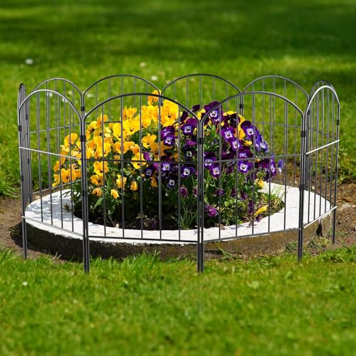 Black 10 Panel Rustproof Metal Decorative Garden Fence H381501