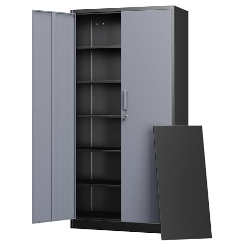 Black Metal Garage Storage Cabinet with Lock J139