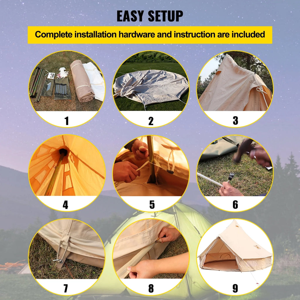 Canvas Bell Tent with Stove Jacket Waterproof 4 Seasons Z81358
