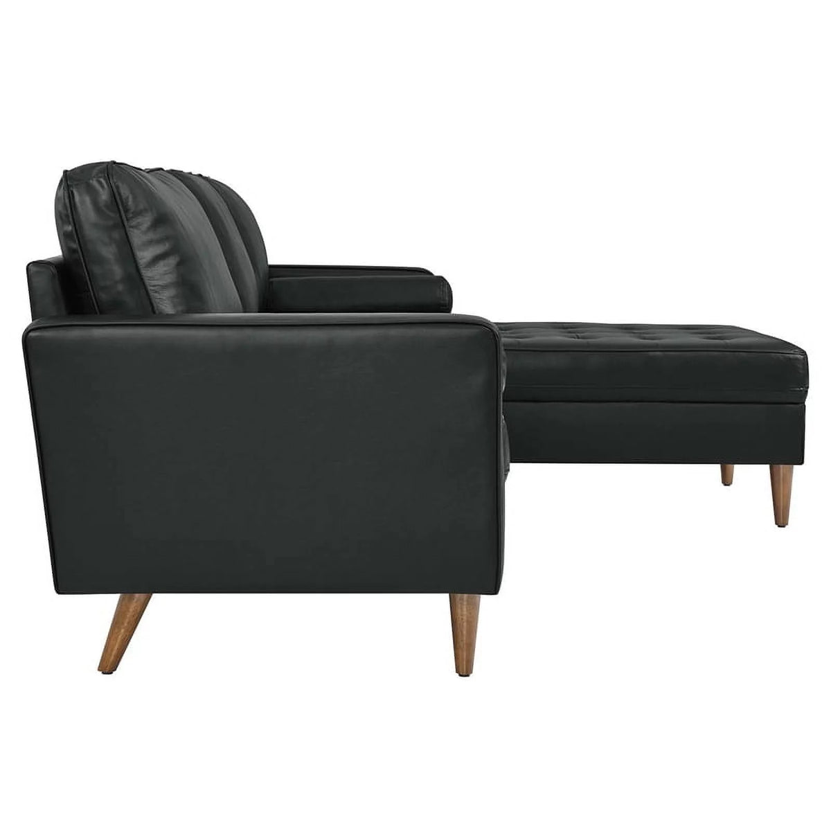 Black Leather Sectional Sofa I393