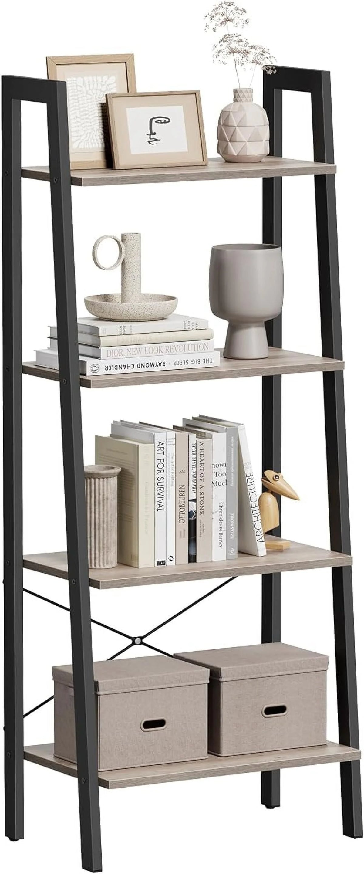 4-Tier Ladder Bookshelf with Steel Frame J89120