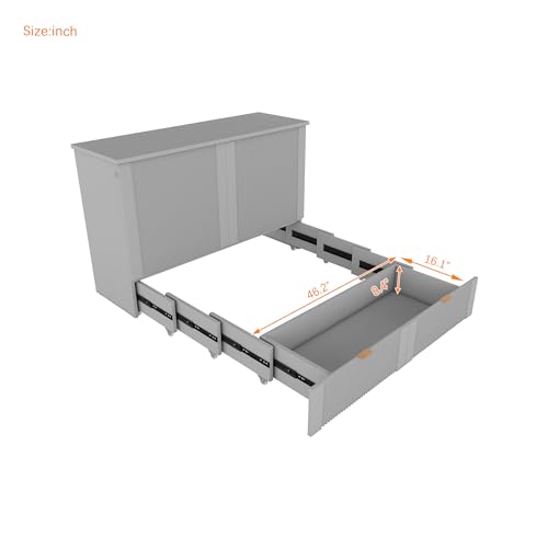 Full Size Wood Murphy Bed with Drawer Y513300