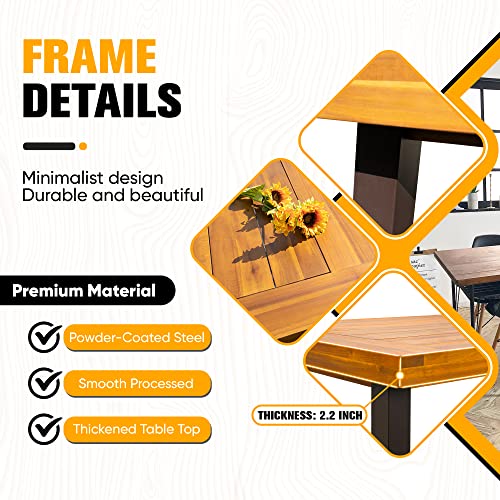 Acacia Wood Dining Table with Iron Legs N86292