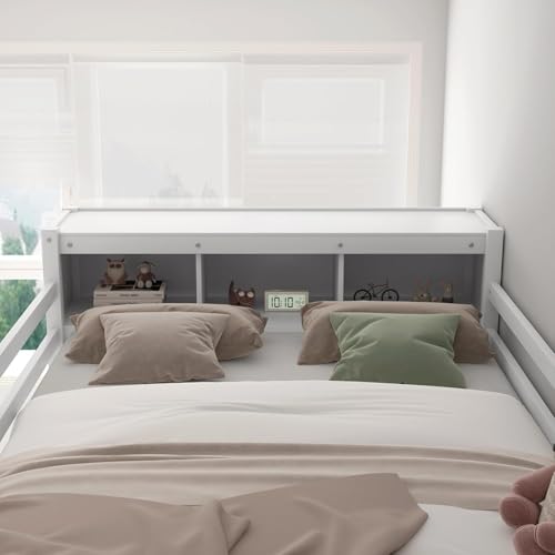 Full Loft Bed with Desk, Wardrobe, Bookshelf & Storage, Dark Blue, Wood Q999913