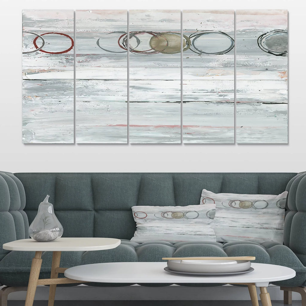 Whitewashed Syrah Modern Geometric Canvas Artwork Print 48 in. wide x 28 in. high - 4 Panels J392