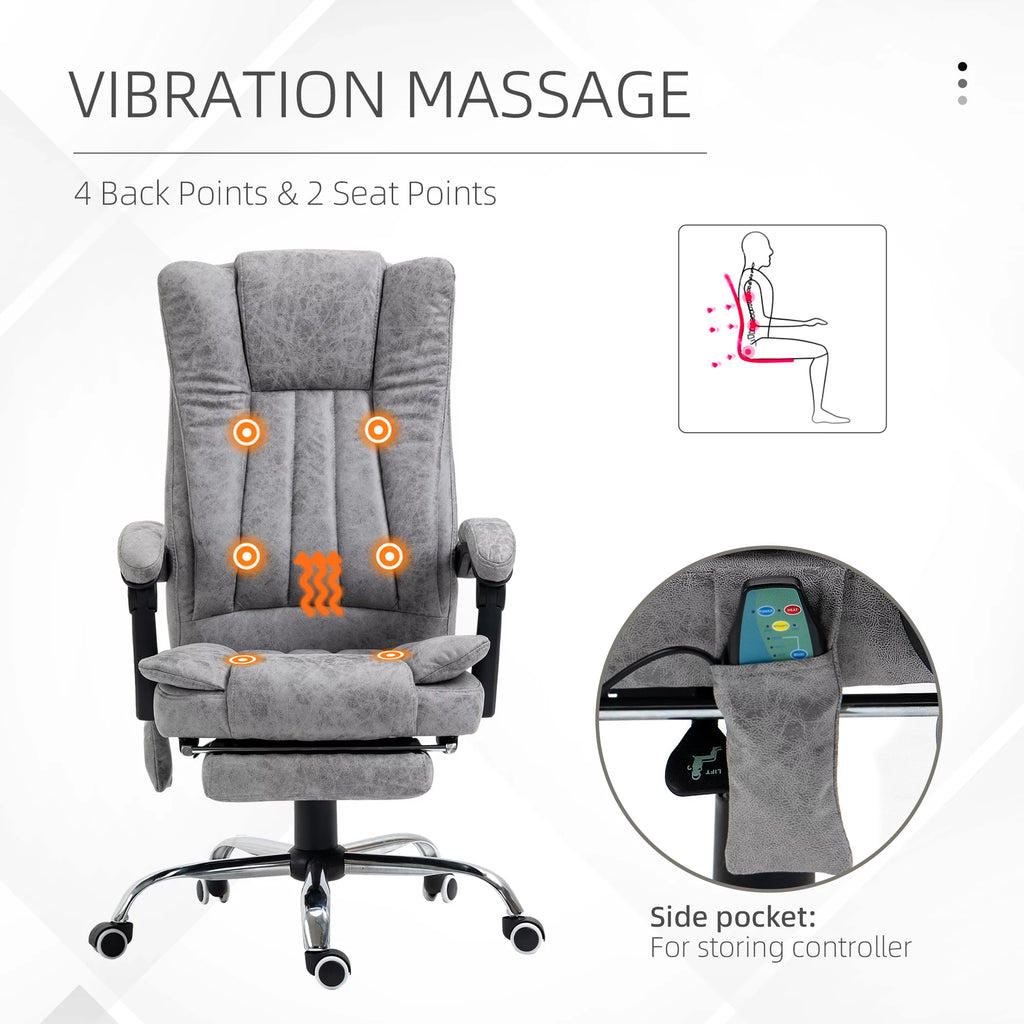Gray Microfiber High Back Office Chair with Massage and Footrest L568