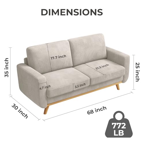 Light Grey Corduroy Loveseat Sofa Q31785
