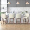 26" Swivel Solid Wood Faux Leather Bar Stools Set of 4 R114910