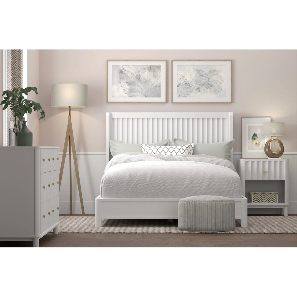 White Full Panel Bed R3623