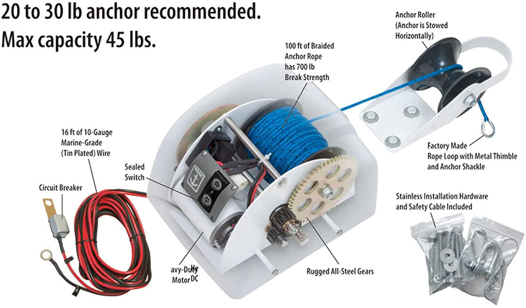 Electric Anchor Winch with Wireless Remote Control 25LBS I576183