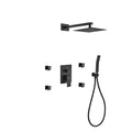 Matte Black Shower Set with 8" Square Rain Shower, 4 Body Jets and Handheld D779934