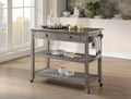 Wood Kitchen Cart with Stainless Steel Top R9353