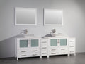 96 in. White Double Sink Ceramic Vanity Cabinet with Mirror B54304