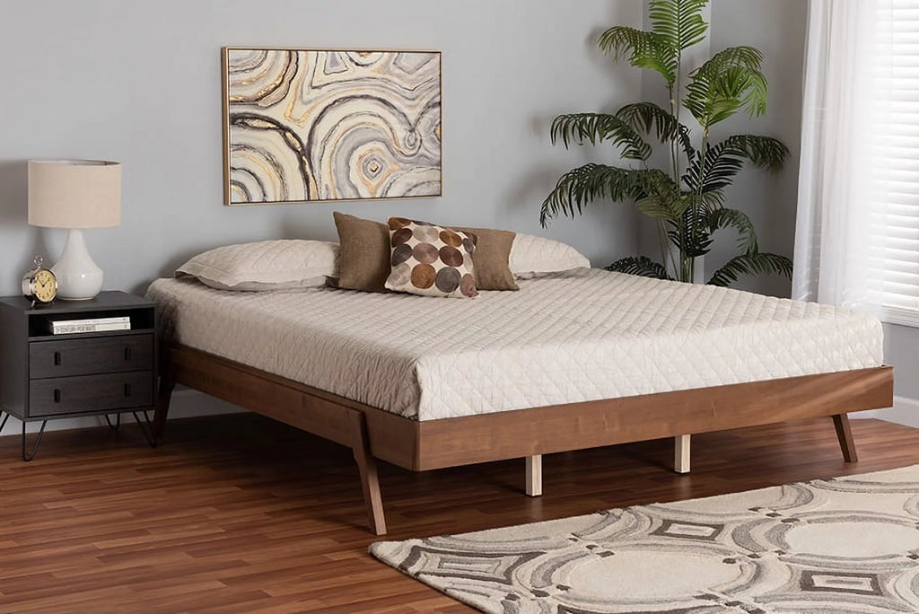 King Size Ash Walnut Finished Wood Bed Frame N8690