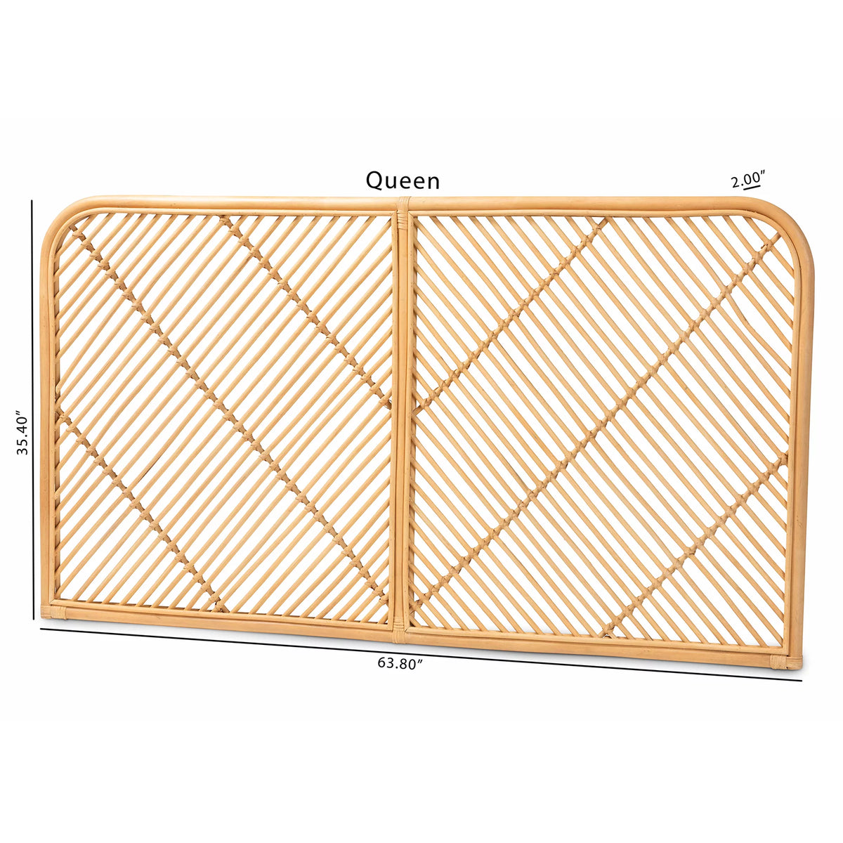 Natural Brown Rattan Queen Size Wall-Mount Headboard N7854
