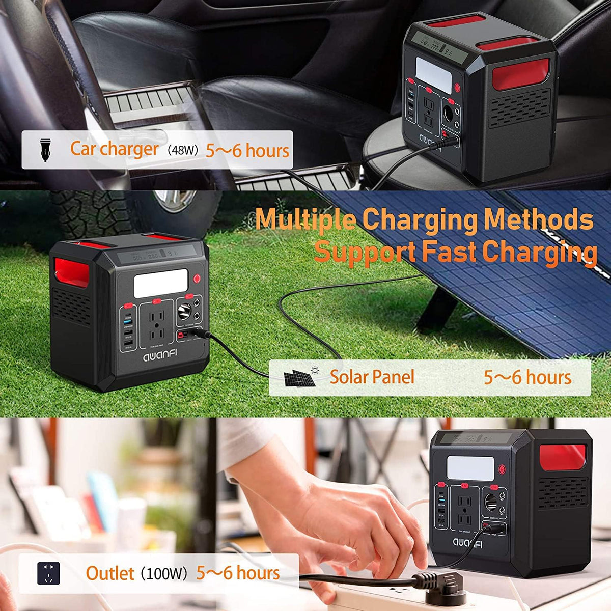 300W Portable Power Station 300Wh Solar Generator with AC Outlet I841748