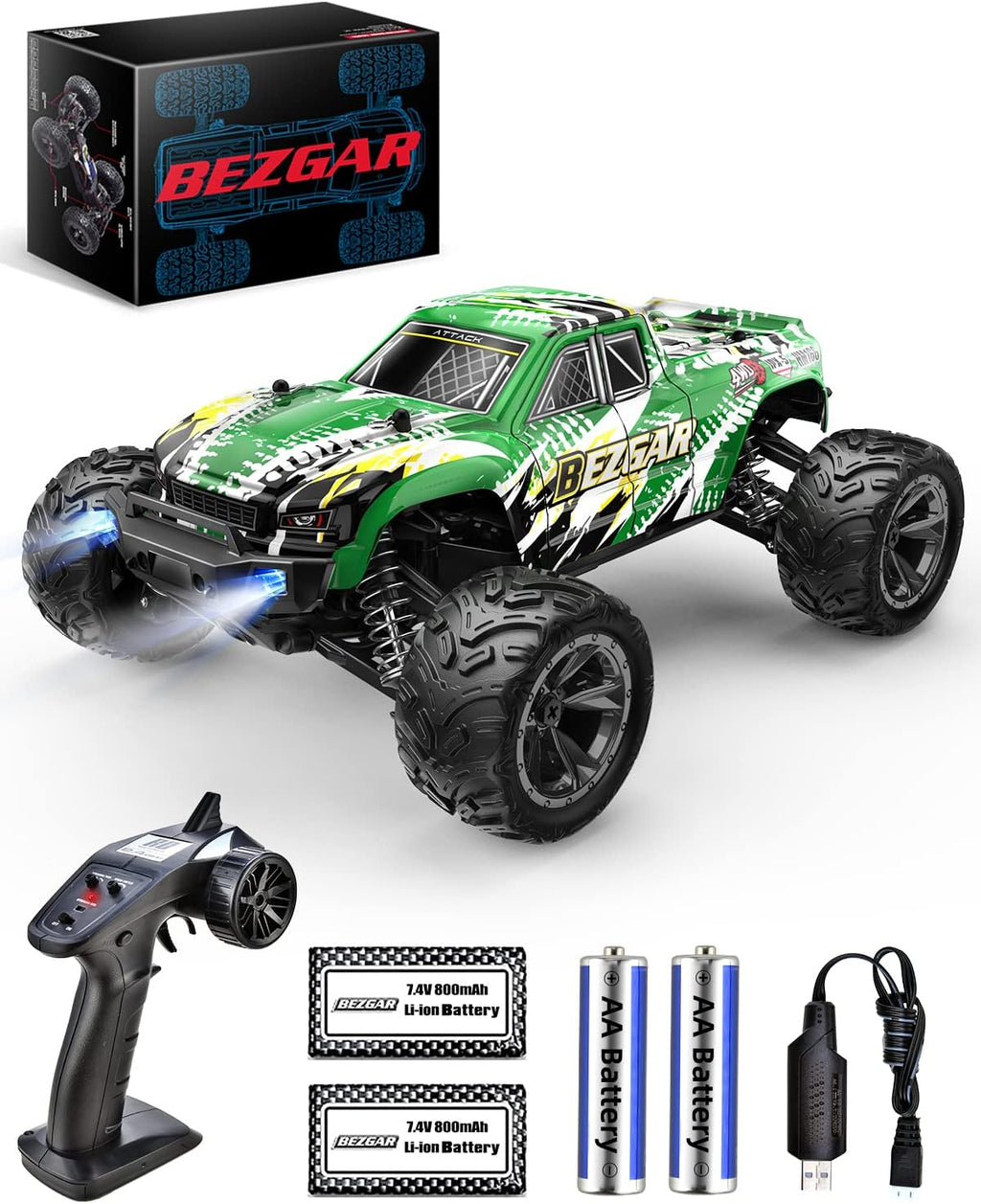 1:16 Scale 4WD Remote Control Monster Truck with 2 Rechargeable Batteries S671592