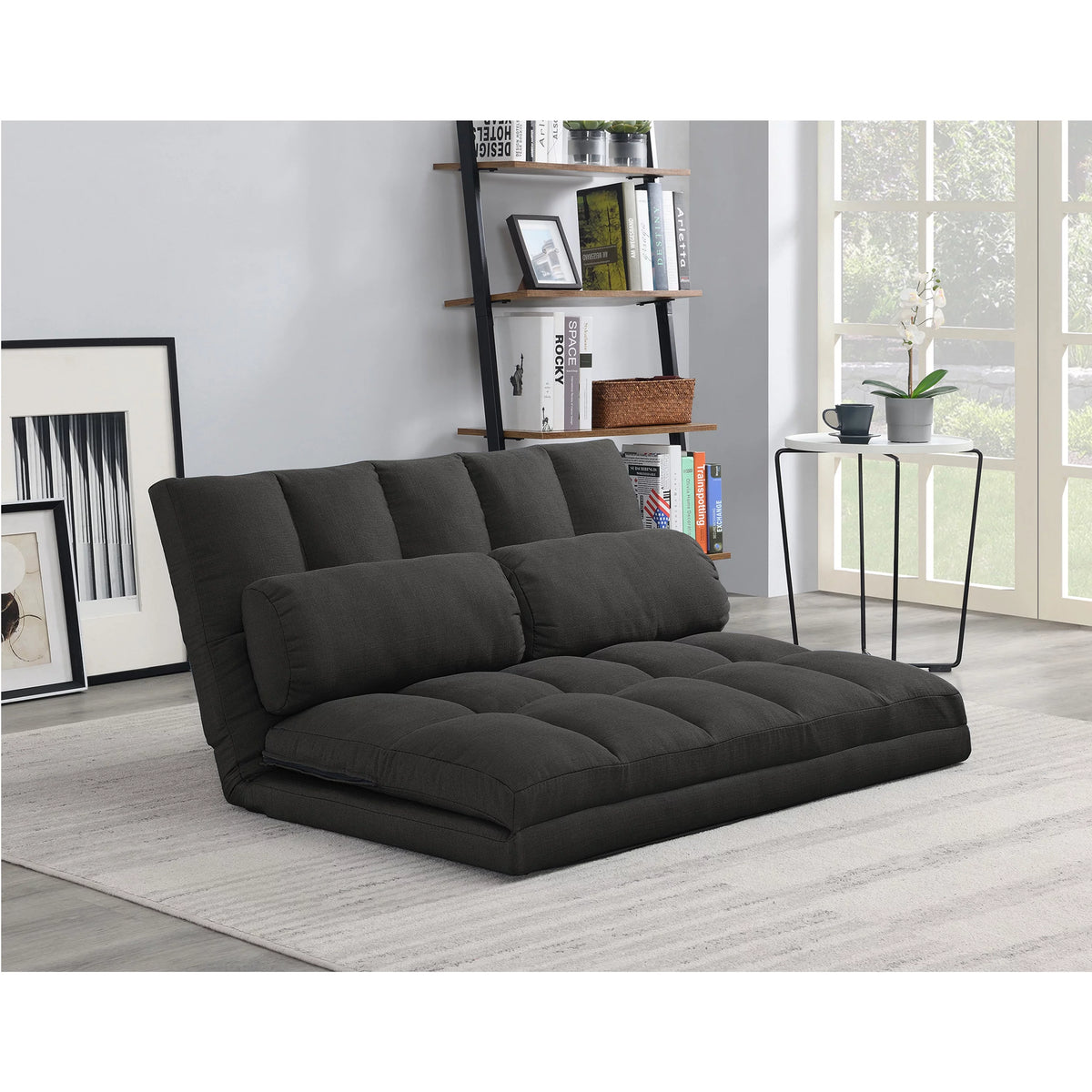 Grey Tri-Fold Folding Sofa Bed with Pillows Z986783