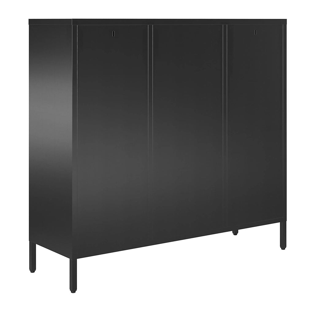 2 Door Metal Locker Accent Storage Cabinet with Bookcase, Black I937218