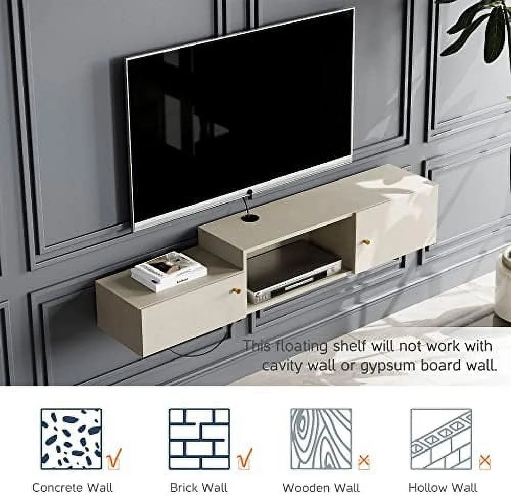 70'' Floating TV Stand with Charging Station J91568