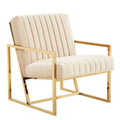 Velvet Pinstripe Accent Armchair with Gold Frame Q4289