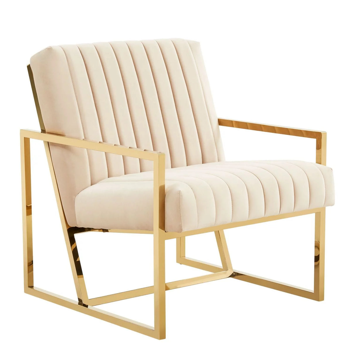 Velvet Pinstripe Accent Armchair with Gold Frame Q4289
