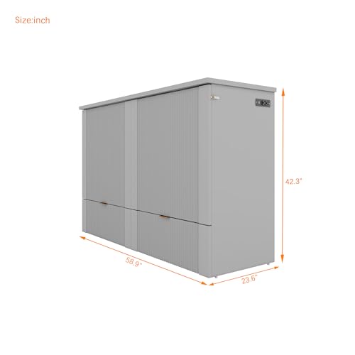Full Size Wood Murphy Bed with Drawer Y513300