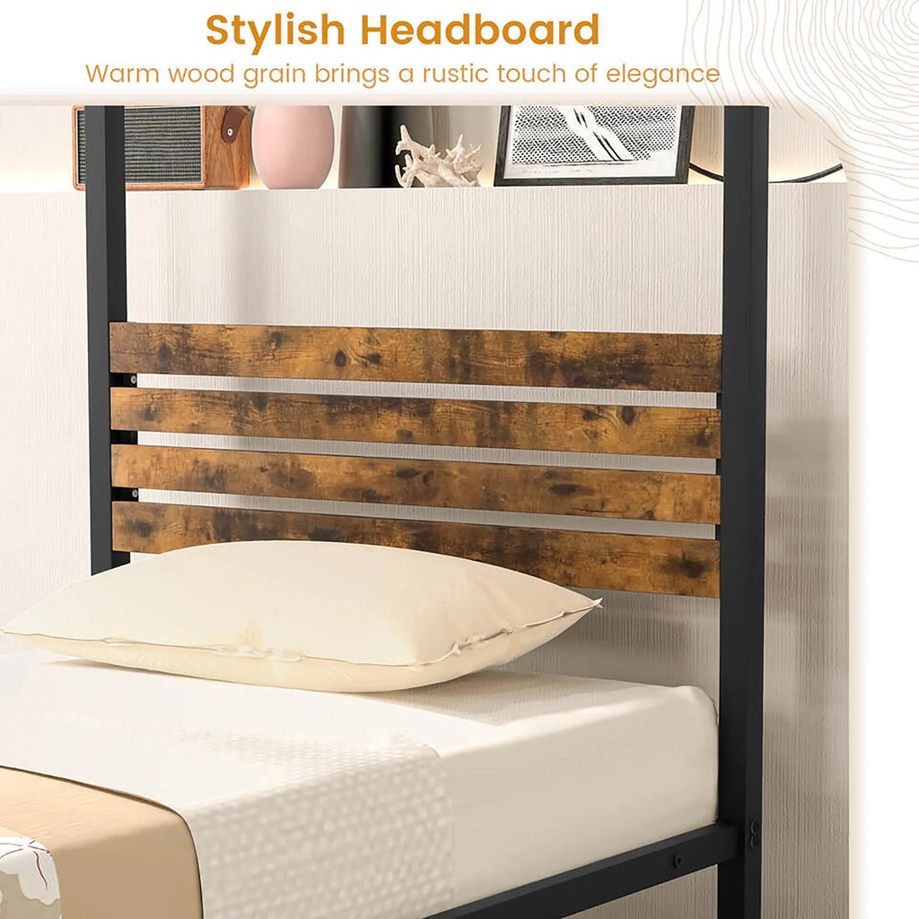 Queen Size 4-Post Canopy Metal Bed Frame Y87083