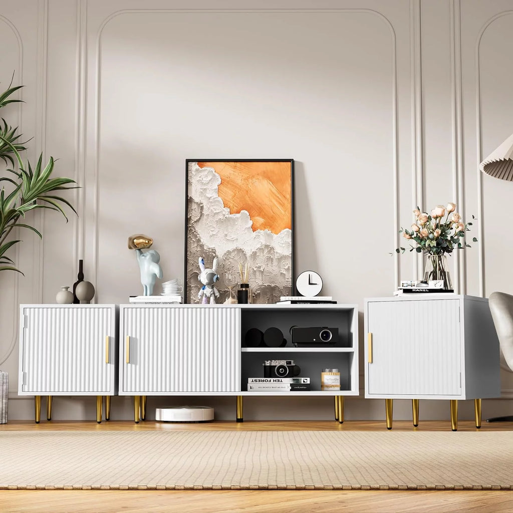 White TV Stand with Storage Cabinet E58449
