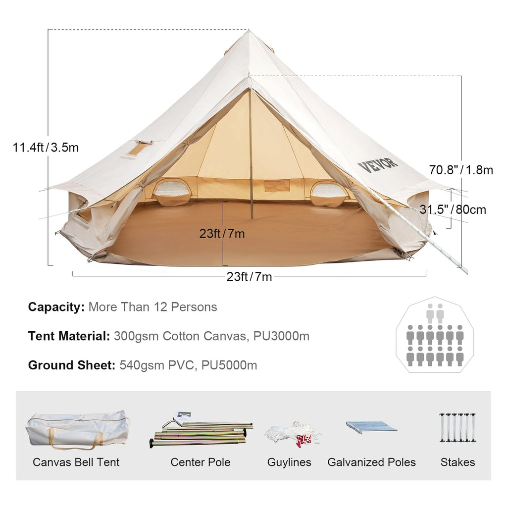 Canvas Bell Tent with Stove Jacket Waterproof 4 Seasons Z81358