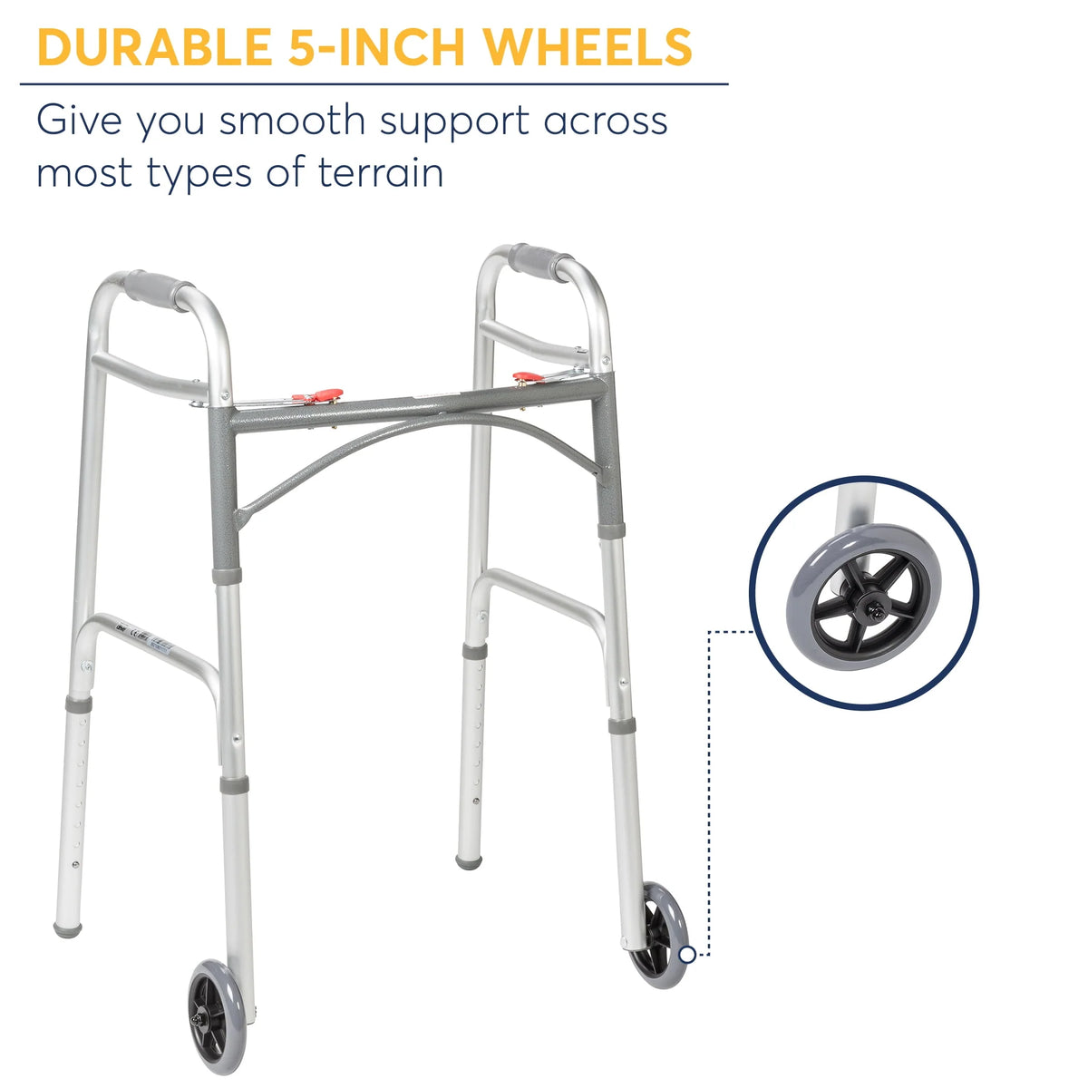 Two Button Folding Walker with 5 Wheels C987809
