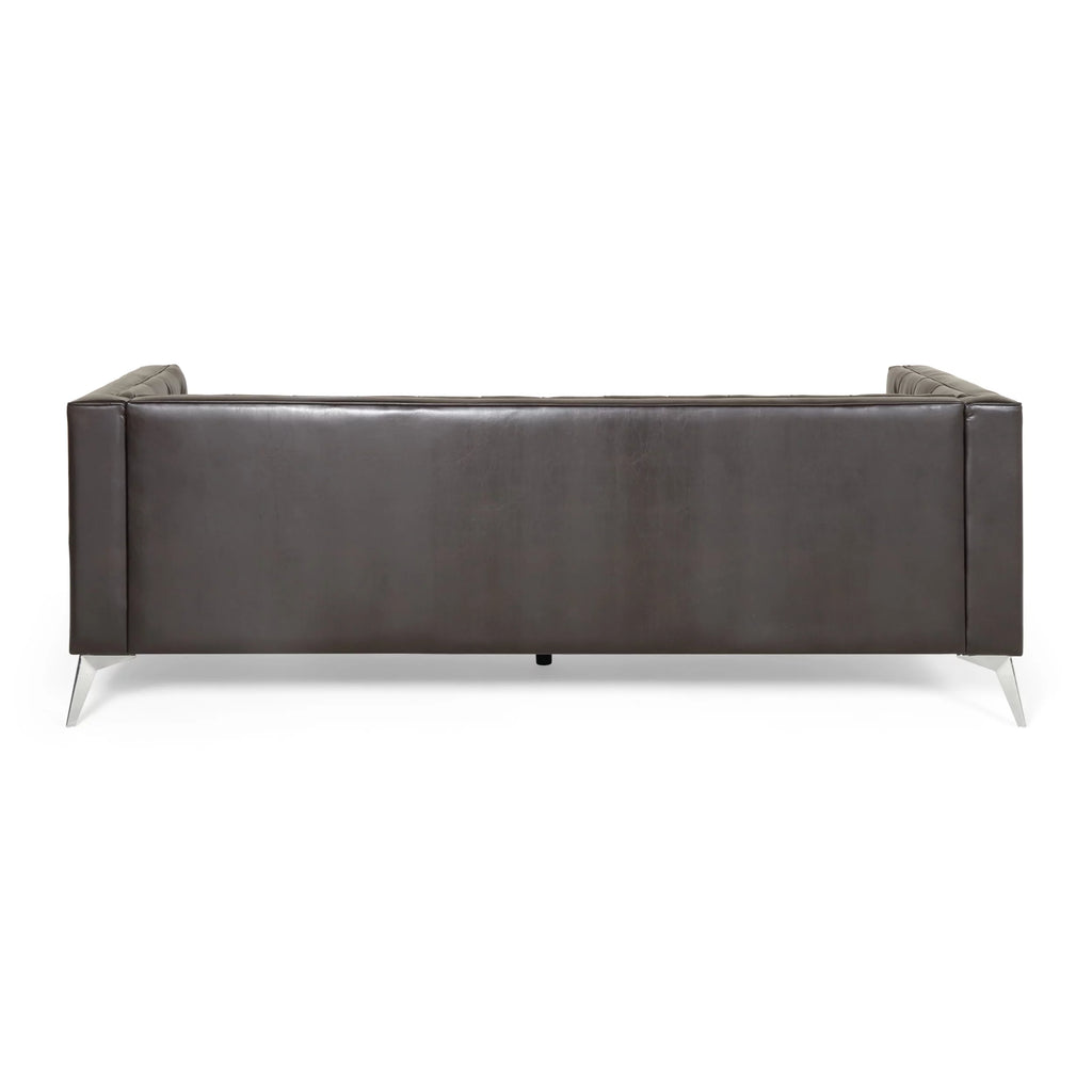 Brown Faux Leather Tufted Sofa K62821