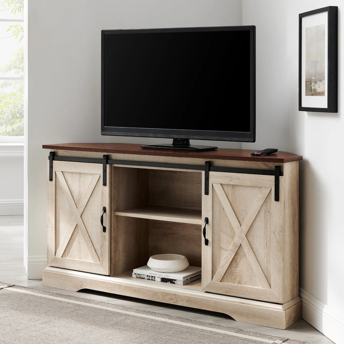 White Oak Corner TV Stand P497140