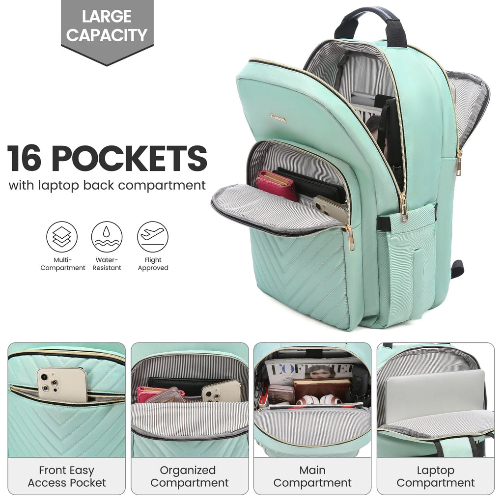 15.6" Quilted Laptop Backpack with USB I48910