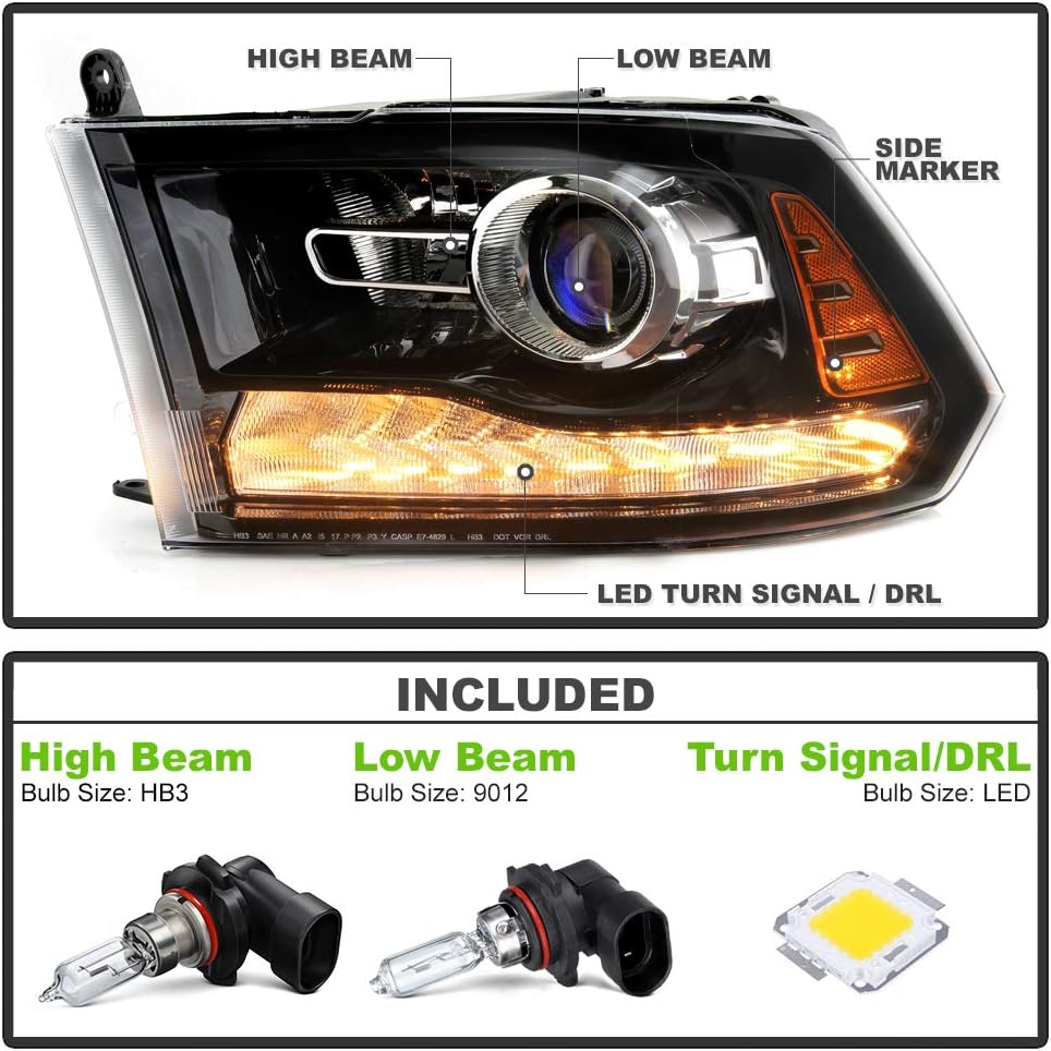 Black Headlights Headlamps Assembly Left+Right L83464