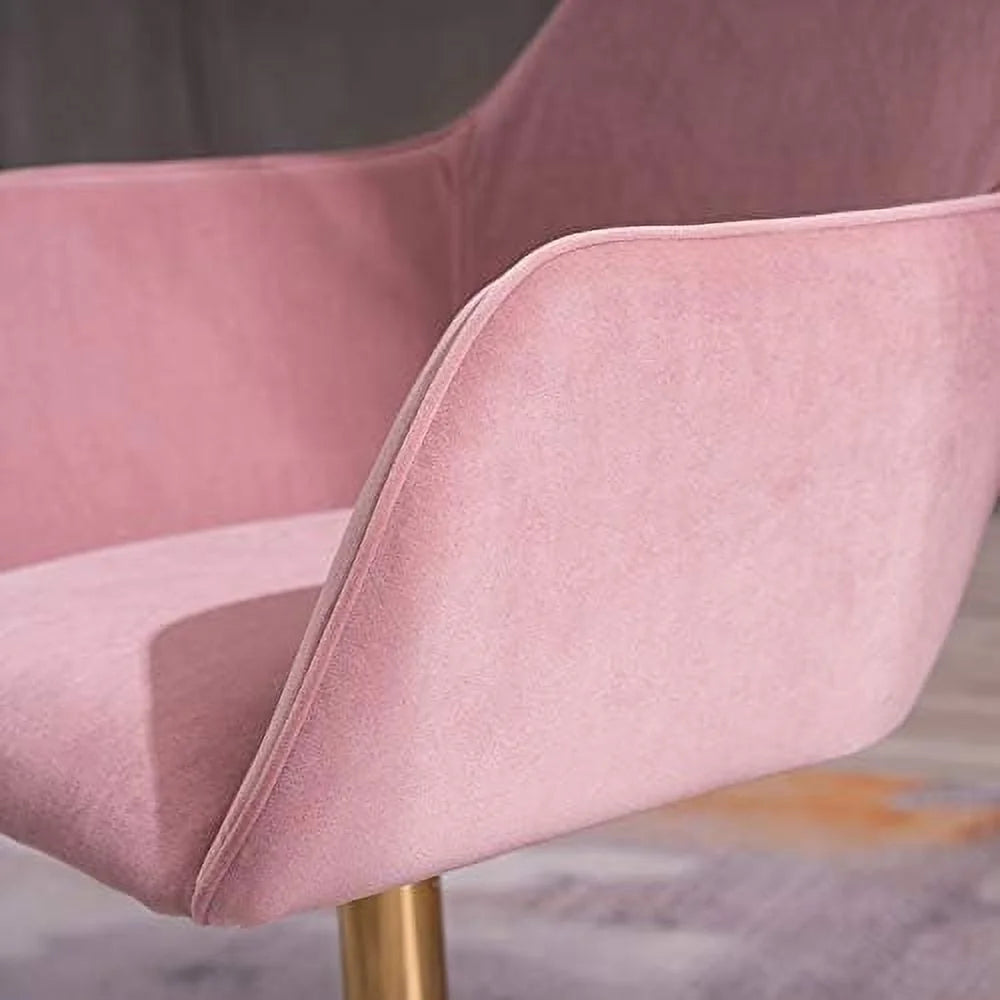 Velvet Yellow Adjustable Height Revolving Office Chair with Gold Metal Legs T103