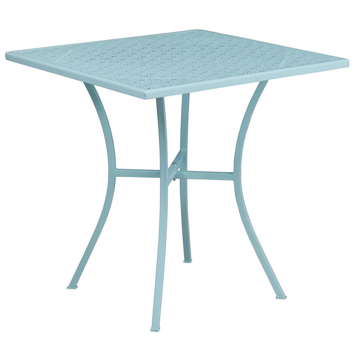 28" Square Sky Blue Indoor-Outdoor Steel Patio Table E9467