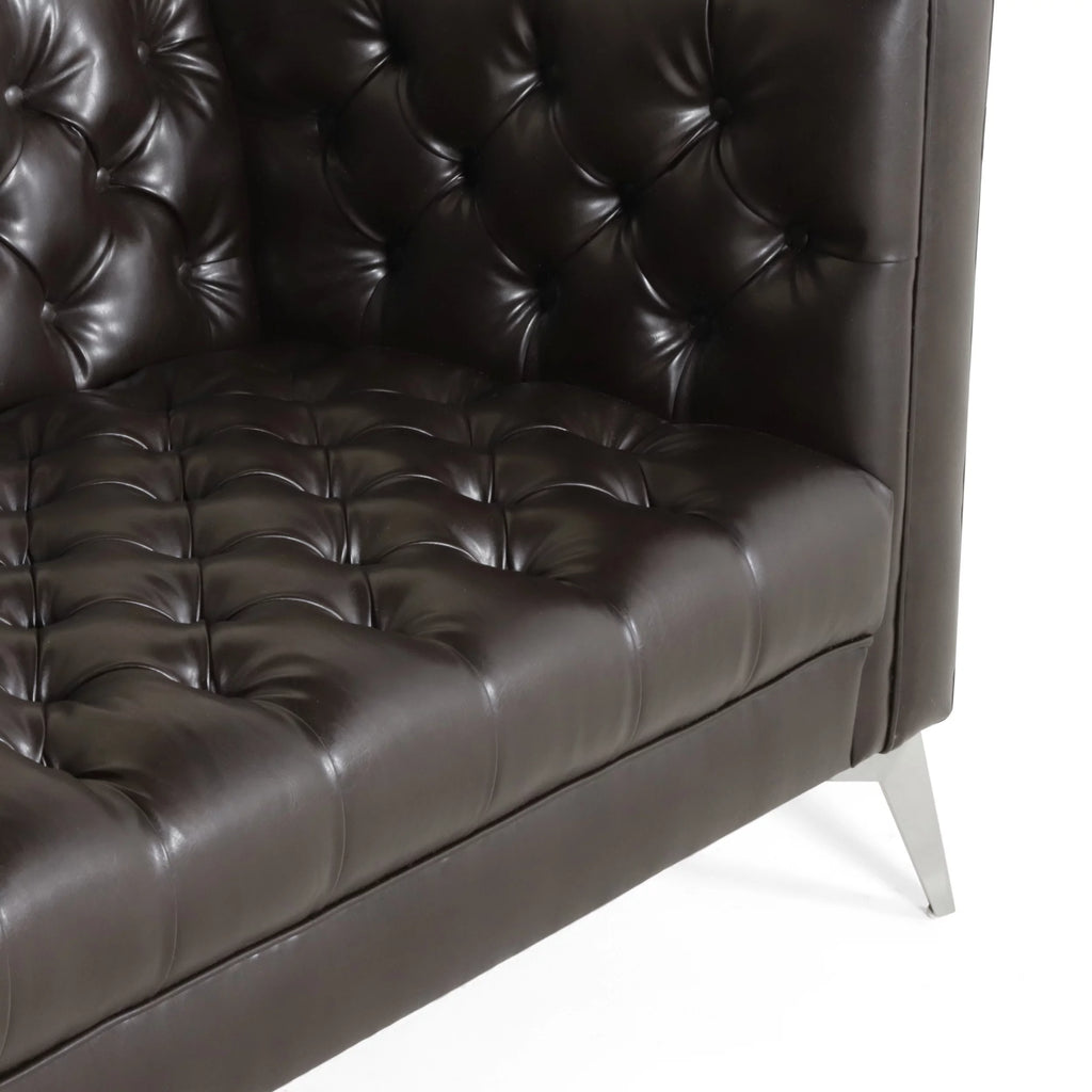 Brown Faux Leather Tufted Sofa K62821