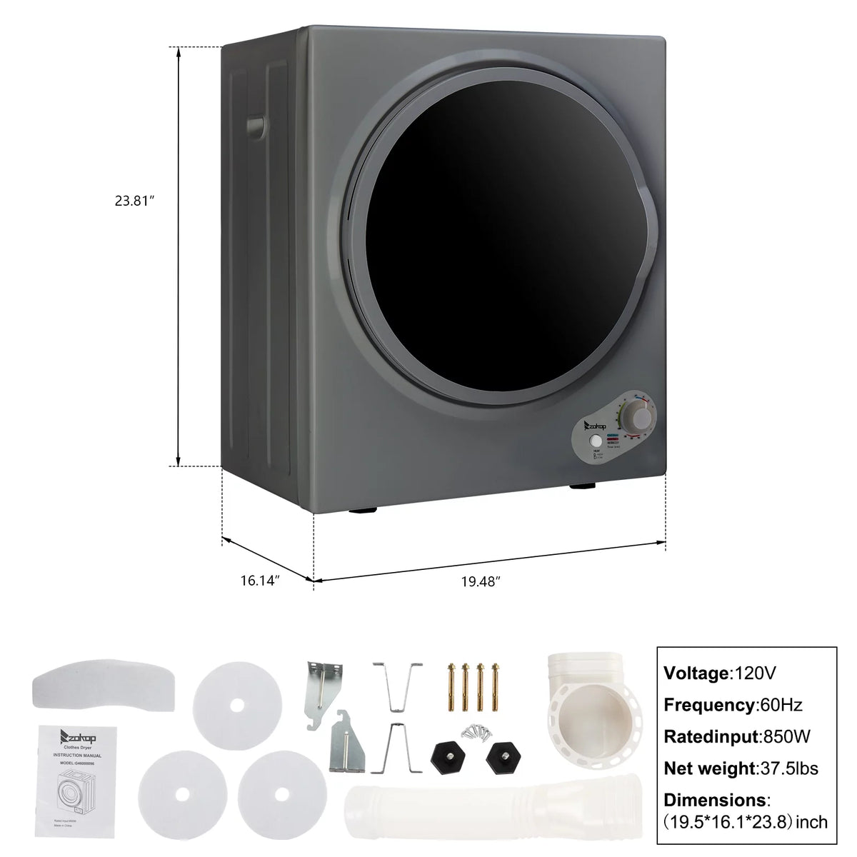 1.6 cu. ft. Compact Electric Dryer Z283