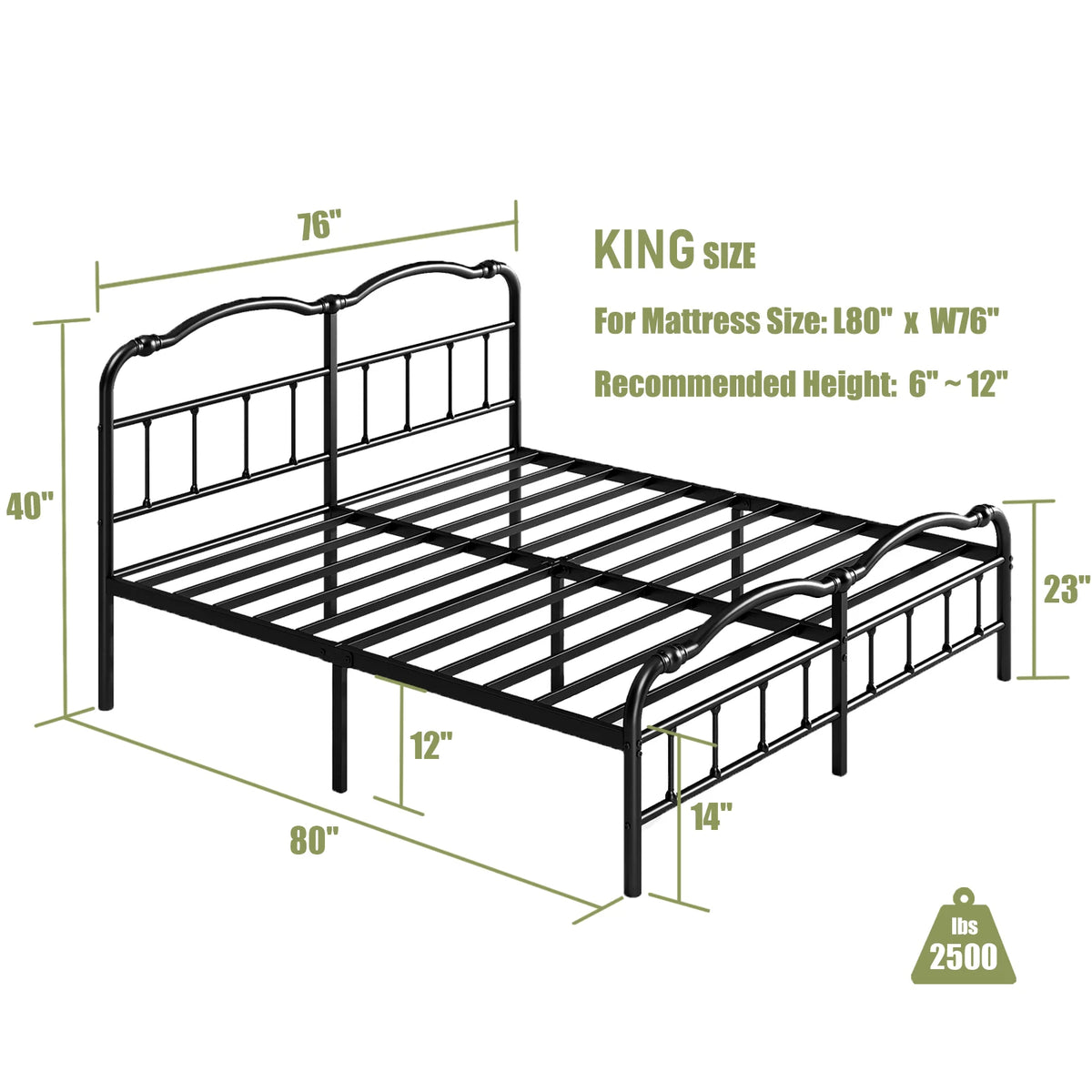 Queen Platform Bed Frame with Headboard and Footboard H7113