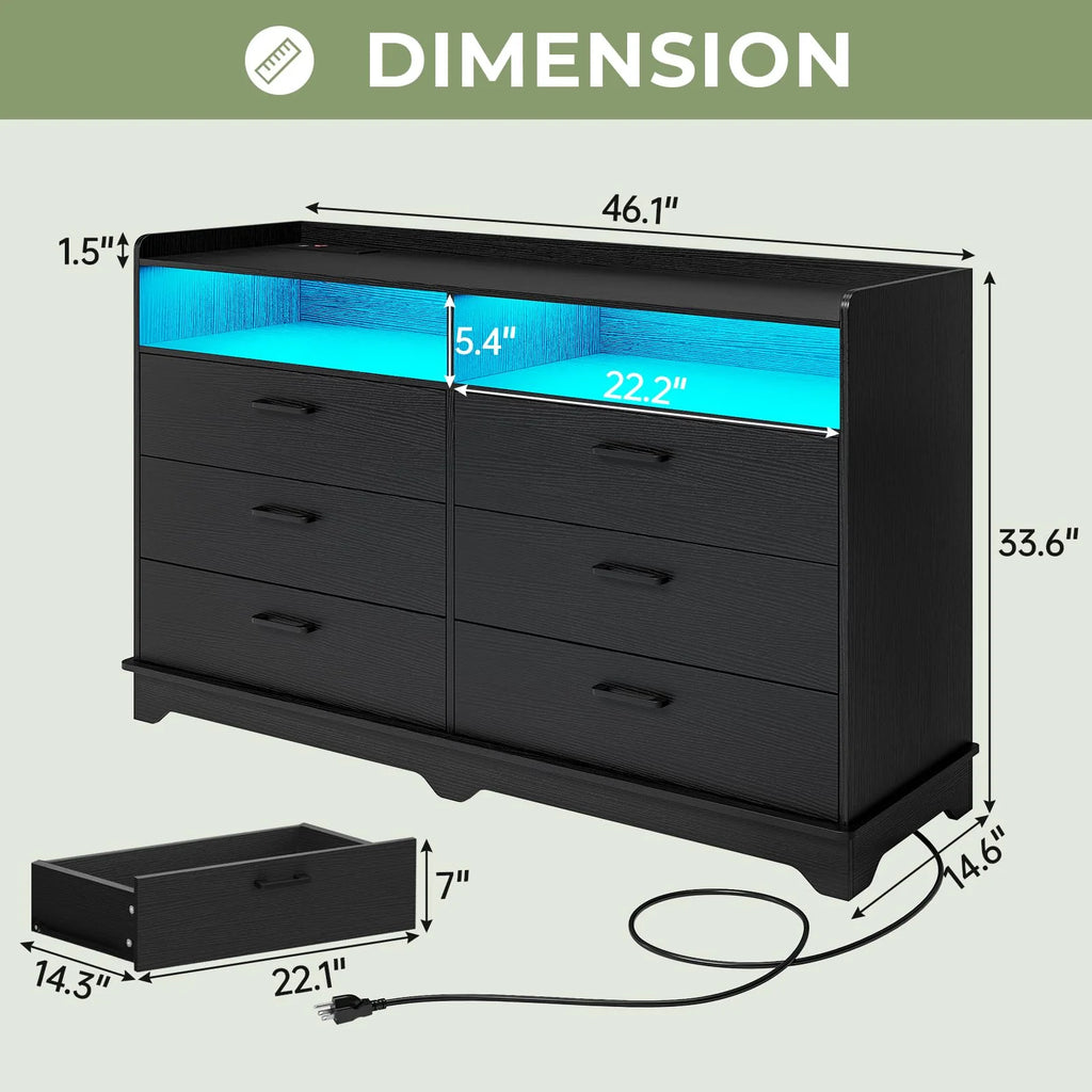 Black 6 Drawer Dresser Z99449