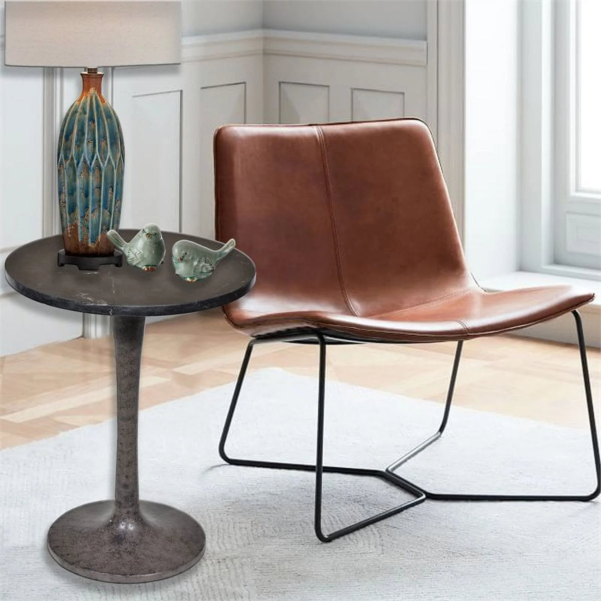 Black Marble Top Accent Table W76306