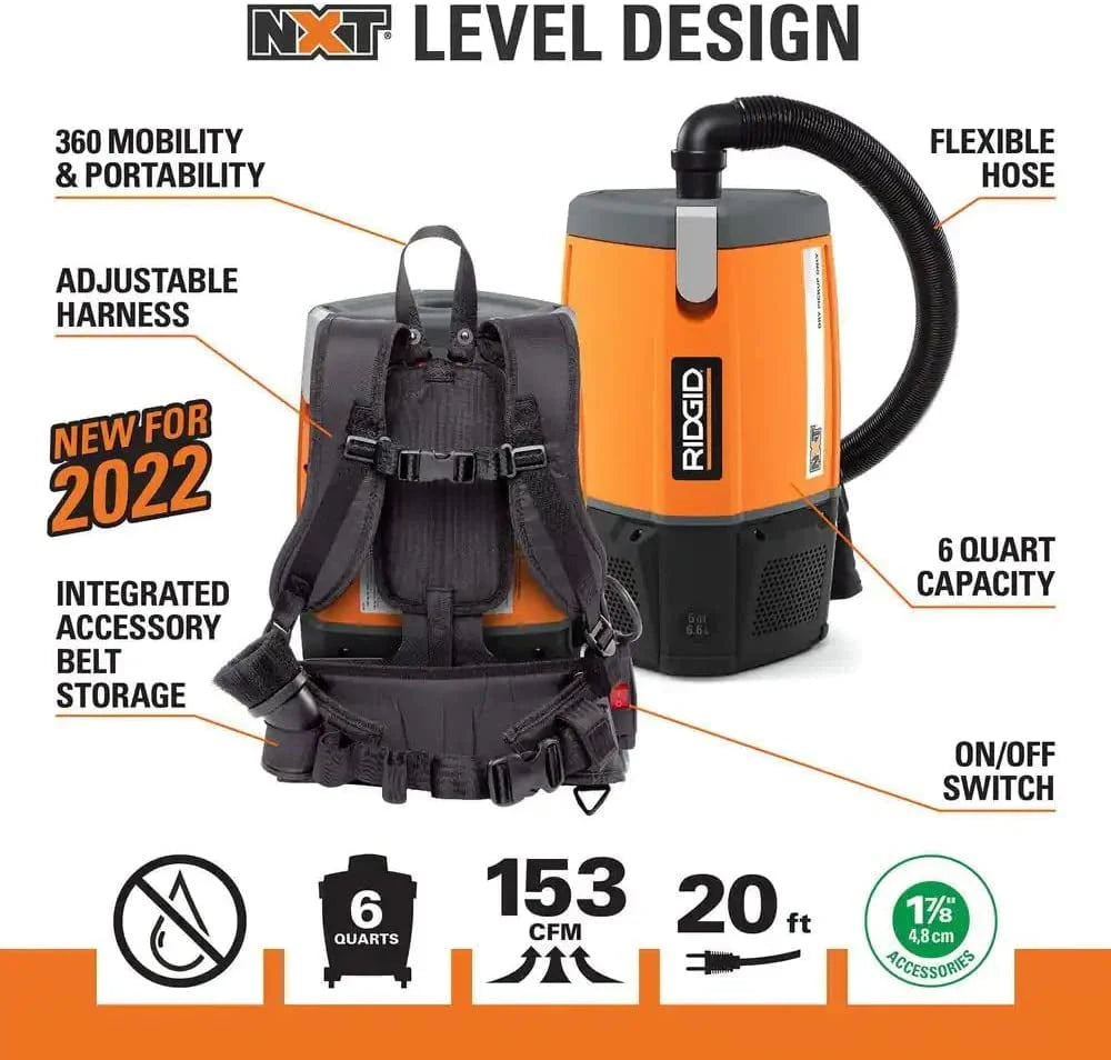 6 Qt. Backpack Vacuum Cleaner with Filters G346