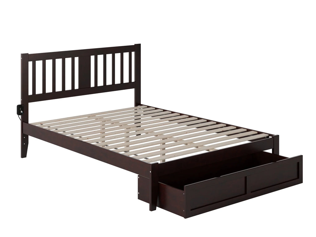 Queen Wood Platform Bed Frame with Foot Drawer Storage I914309