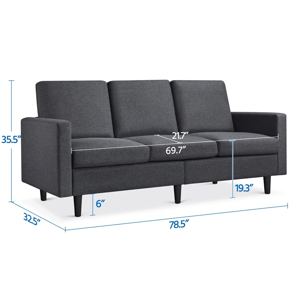 Gray Fabric 3-Seater Sofa C553