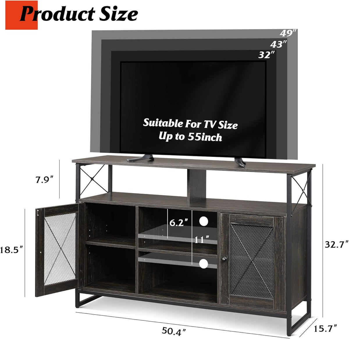 55 inch TV Stand with Storage Cabinet B417866