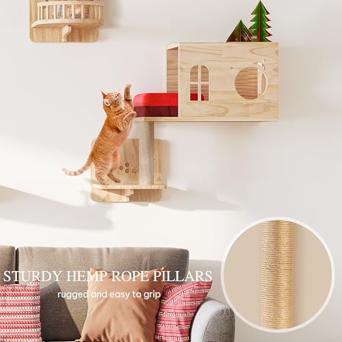 Solid Wood Wall Mounted Cat Furniture Set of 13 N795663