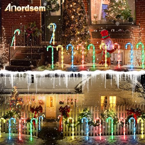 24 Pack Candy Cane Pathway Stake Lights W579647